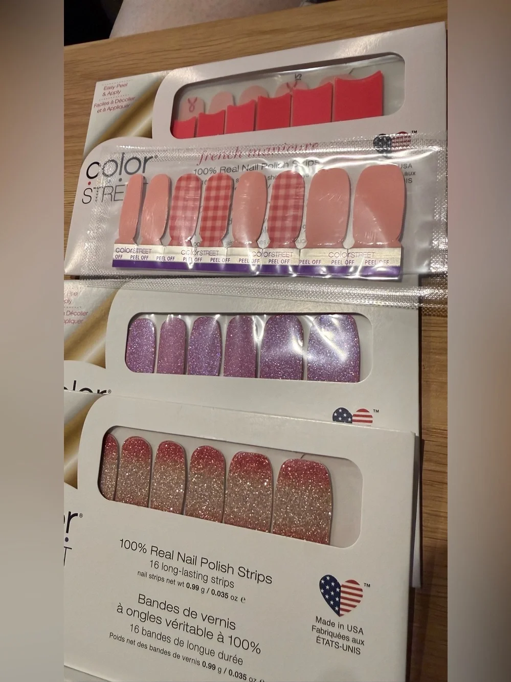 Bundle of 4 Packs Color St. nail wraps, breast cancer awareness, glitter, print